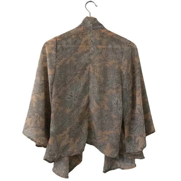 3/$25 ❥ RW&Co. Floral Kimono Sheer Jacket Shrug Light Pink Gray Size Small - Picture 5 of 8